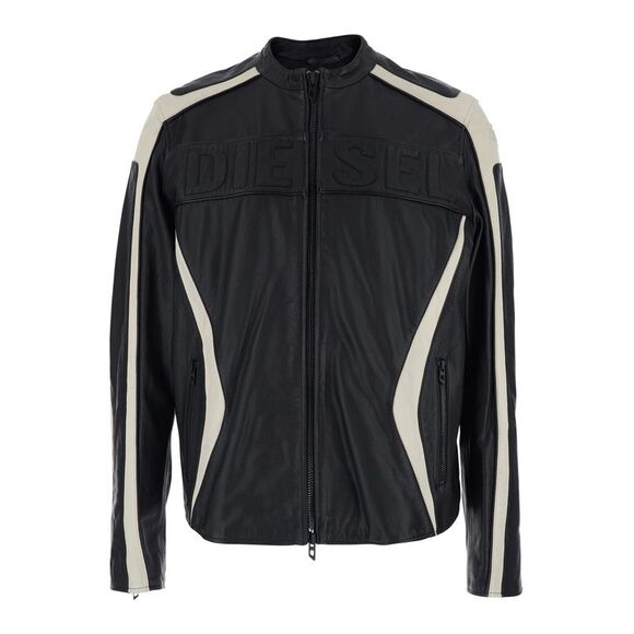 Diesel Men L-Adam Jackets With Black Leather Front Closure For Men